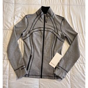 New Lululemon Herringbone Define Jacket Size 8 Thumbholes Full Zip Heather Gray